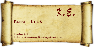 Kumer Erik névjegykártya